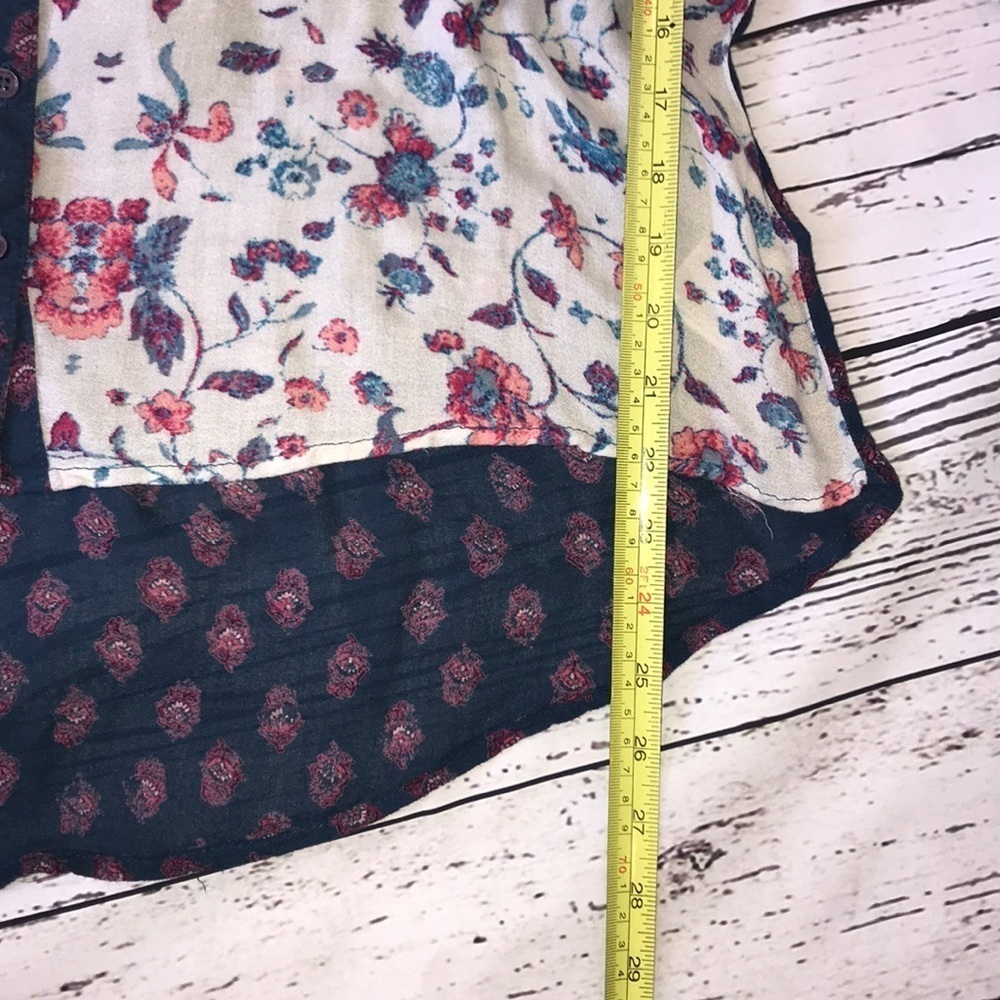 Ecotè Urban Outfitters Paisley & Floral Print Button Down Hi Lo Top Size L - Picture 7 of 8